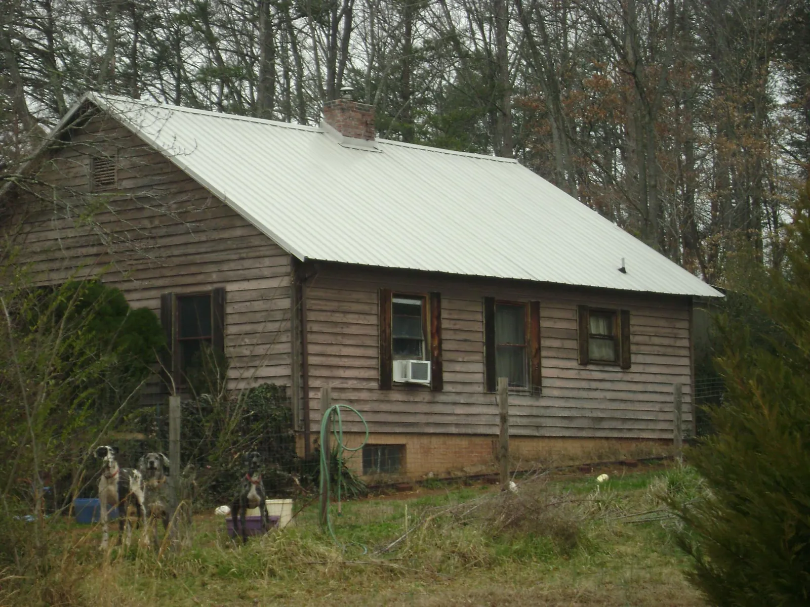 White metal roof on an old wood sided farmhouse, from a Asphalt Shingle Roof Repair job in Whitesville